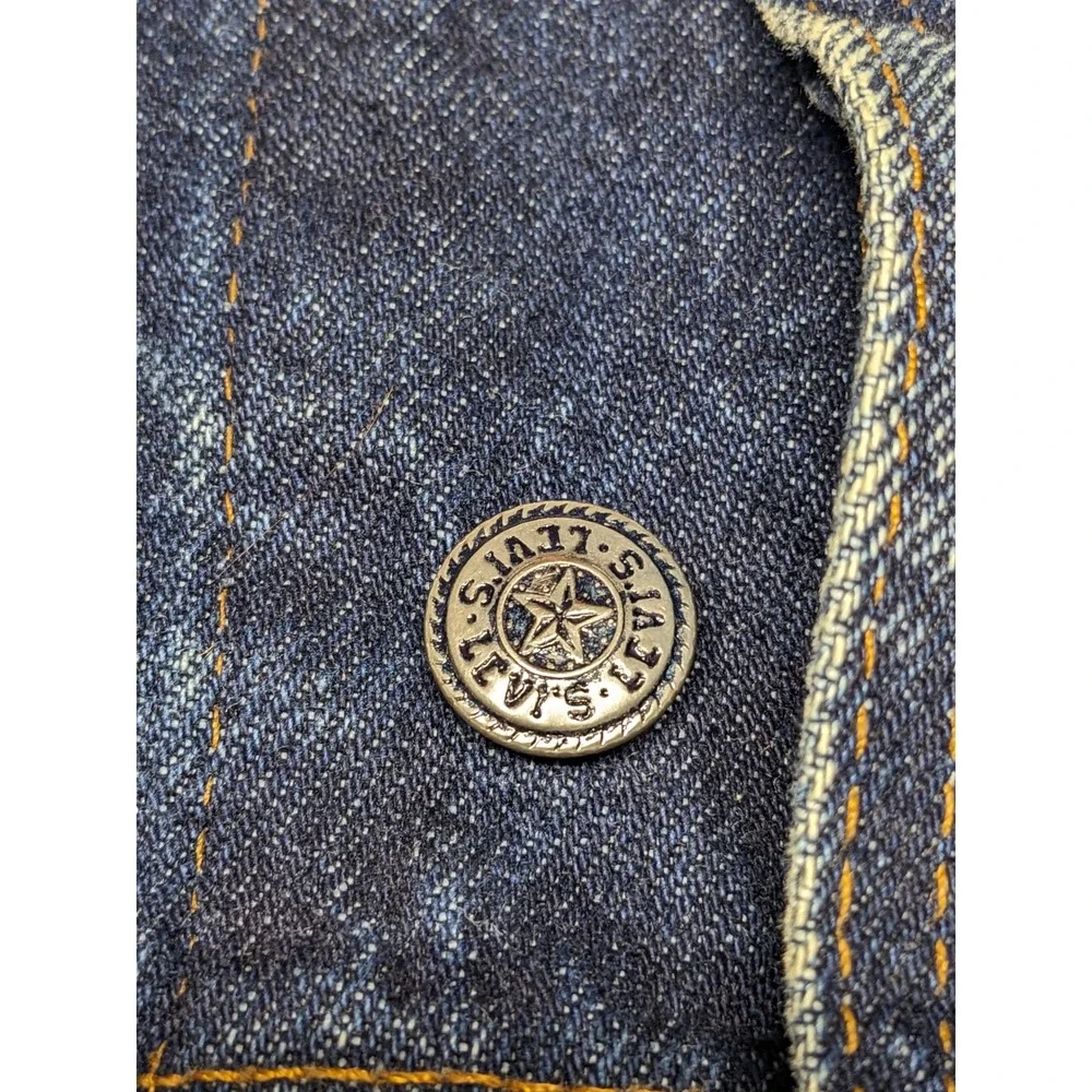 Vintage Levis Acid Wash Denim Trucker Jacket Corduroy Collar USA XL 75073-0227 - Picture 5 of 16